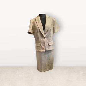 JEMMA Tan Pinstripe Blazer and Skirt Ensemble Size 10